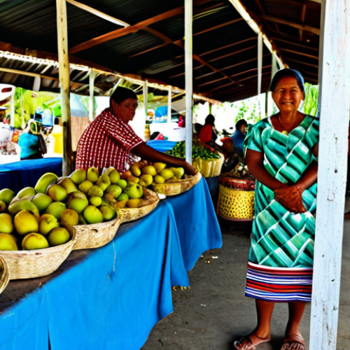 **

"A vibrant scene at the Majuro Local Market in the Marshall Islands. A fully clothed woman, wearing a modest, colorful dress, is browsing handcrafted items like woven baskets and shell jewelry. Stalls overflow with fresh breadfruit, coconuts, and other local produce.  Background shows friendly Marshallese vendors and other shoppers. Perfect anatomy, correct proportions, natural pose, safe for work, appropriate content, fully clothed, professional, high quality photography."

**