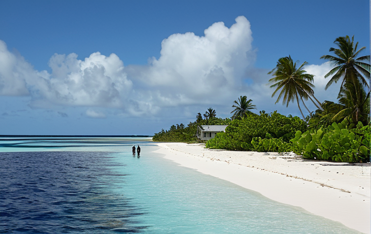마셜 제도와 태평양 다른 섬 비교 - Environmental Risk**

"A scenic view of a Marshall Islands atoll, fully clothed people in the backgr...