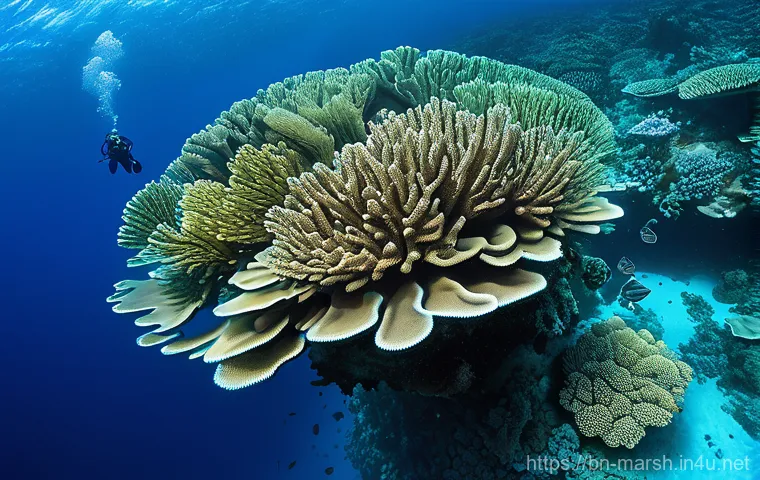 마셜 제도 다이빙 명소 비교 - Pristine Coral Gardens of Mili Atoll**
    "An breathtaking underwater vista at Mili Atoll, featurin...