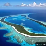 마셜 제도와 미국 관계 - A detailed aerial view of the Marshall Islands in the central Pacific Ocean, showcasing its strategi...