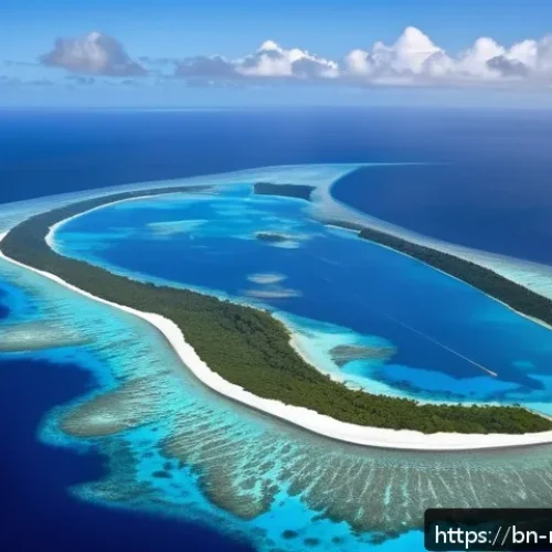 마셜 제도와 미국 관계 - A detailed aerial view of the Marshall Islands in the central Pacific Ocean, showcasing its strategi...